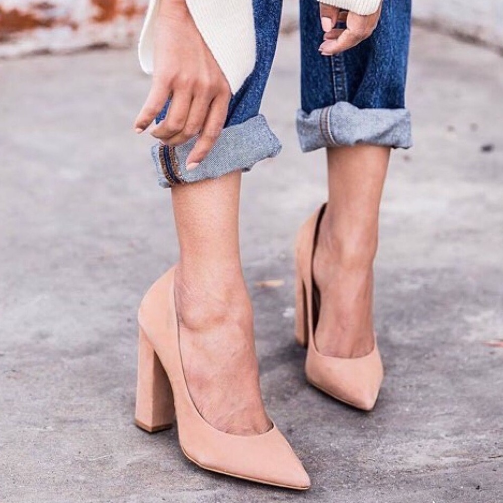 Steve Madden Primpy Camel Nubuck Block Chunky Heel